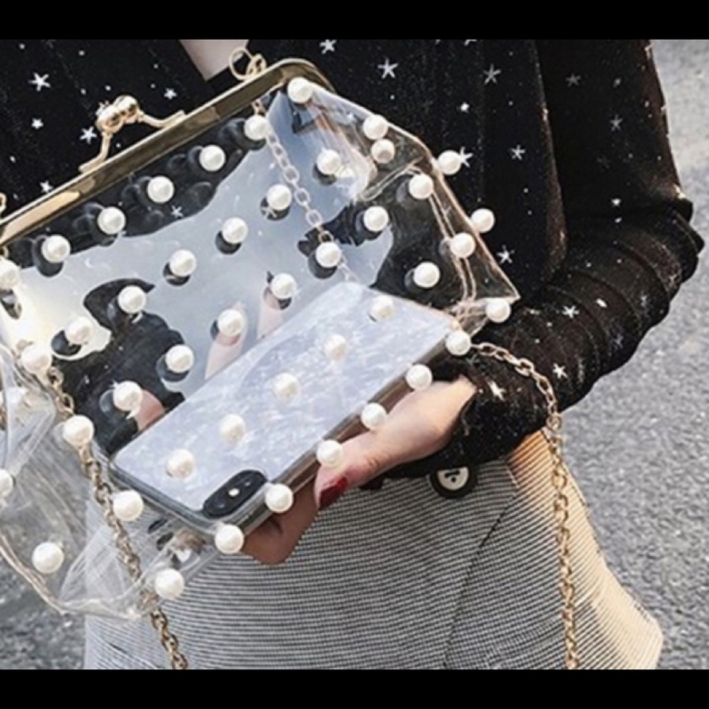 Women’s Beaded Transparent Crossbody Jelly Bag - Picture 3 of 6